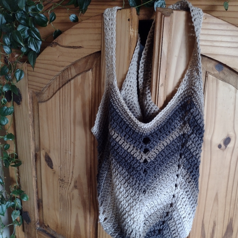 Taupe,grape and cream Beach Bag/Market Bag Tote.